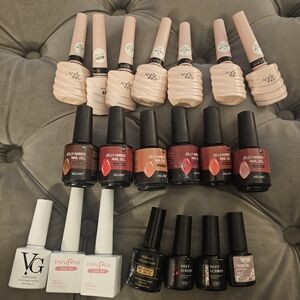 Assorted Gel Nail Polishes & Builder Gels - Pink, Red, Nude UV Light Needed